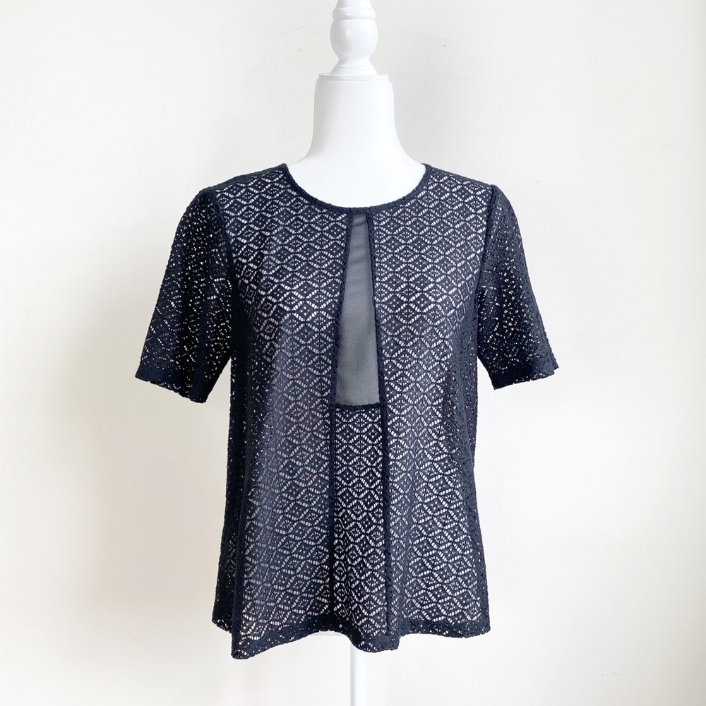 BCBGeneration Black Lace Blouse - Small